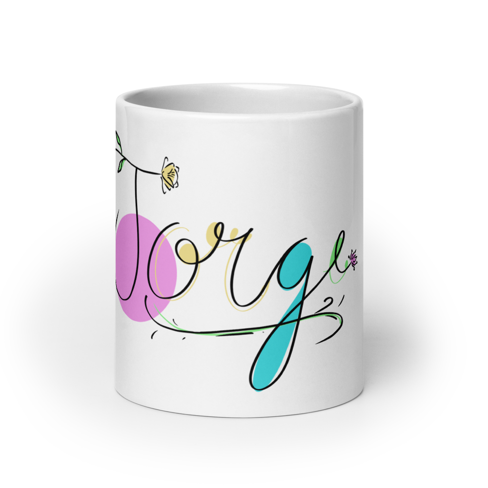 Taza personalizada blanca 20oz con ilustración original artesanal – SerViArteShop